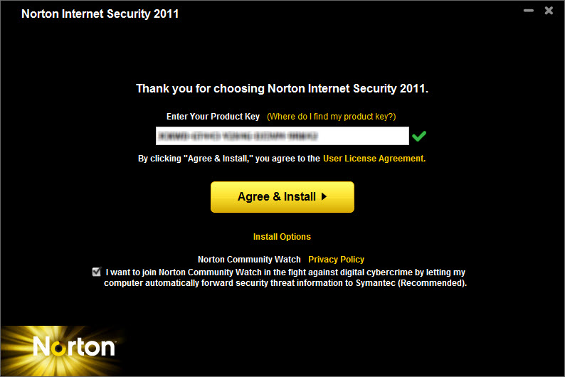 Update norton with product key